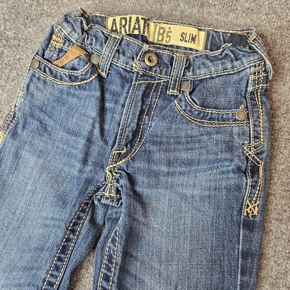 Ariat Boys Denim Jeans Size 7 Slim Western Adjustable Waist